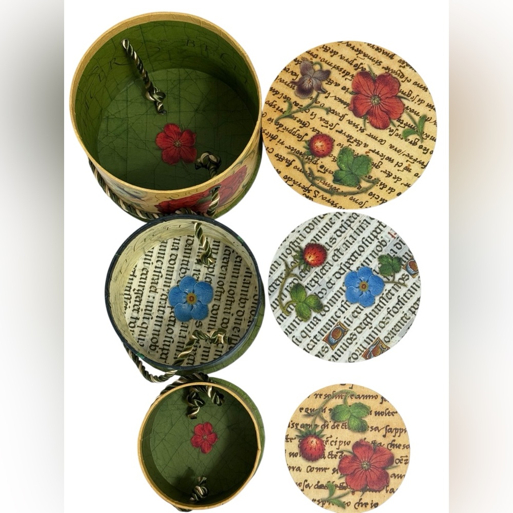 Nesting Boxes Set 3 Boxes Floral Birds Butterfly Design Decorative Gift Boxes - Picture 3 of 5